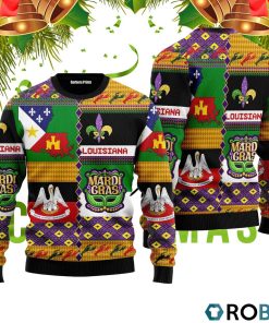 Sweet Home Louisiana Mardi Gras Ugly Christmas Sweater RB4332