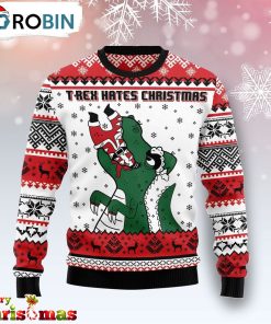 T Rex And Santa Claus Ugly Christmas Sweater – Xmas Ugly Sweater