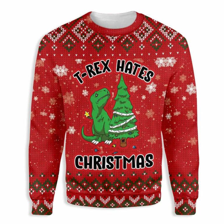 T-Rex Hates Christmas Ugly Sweatshirt, Sweater