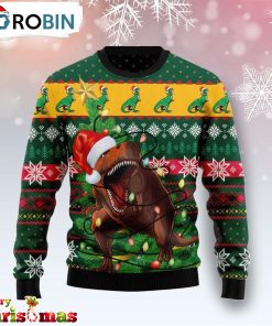T Rex In Noel Tree Ugly Christmas Sweater – Gift For Christmas