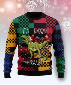 T Rex Rawr Rawr Rawr All Over Printed Ugly Sweatshirt, Sweater