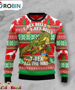 T Rex Tree Ugly Christmas Sweater – Retro Christmas Sweater