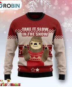 Take It Slow In The Snow Ugly Christmas Sweater – Retro Christmas Sweater