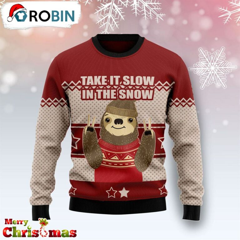Take It Slow In The Snow Ugly Christmas Sweater – Retro Christmas Sweater