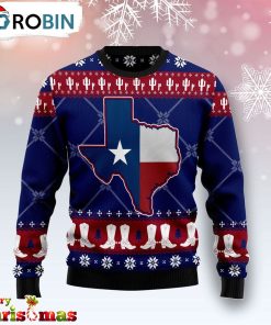 Texas Map Symbols Pattern Ugly Christmas Sweater – Retro Christmas Sweater