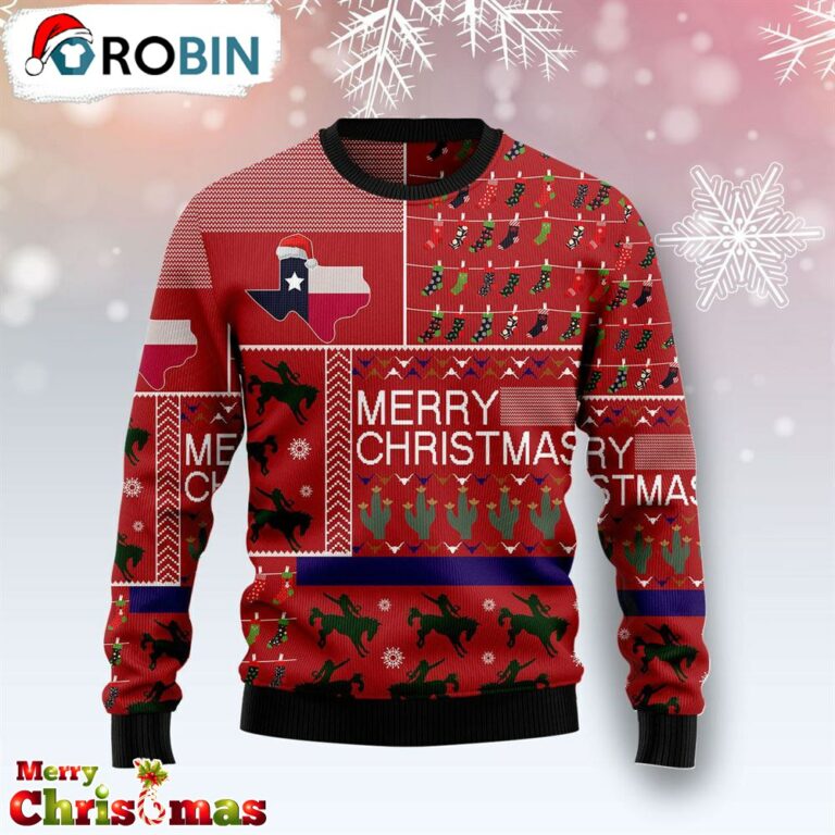 Texas Merry Christmas Ugly Christmas Sweater – Retro Christmas Sweater