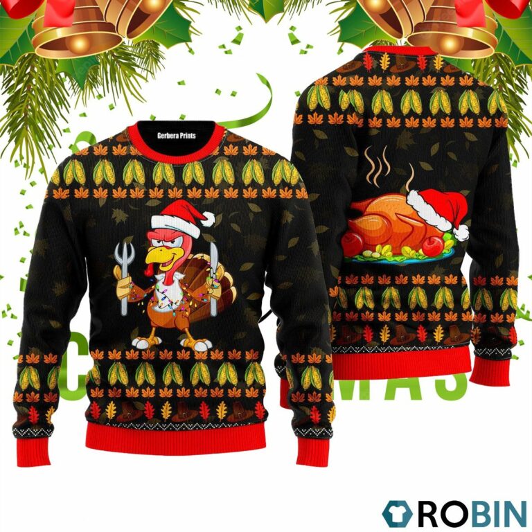 Thanksgiving Turkey Autumn 3D Print Ugly Christmas Sweater 3D Print Ugly Christmas Sweater RB4442