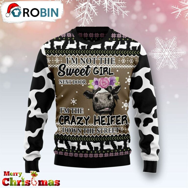 The Crazy Heifer Ugly Christmas Sweater – Retro Christmas Sweater