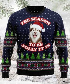 The Season To Be Jolly Siberian Husky All Over Printed Ugly Sweatshirt, Sweater
