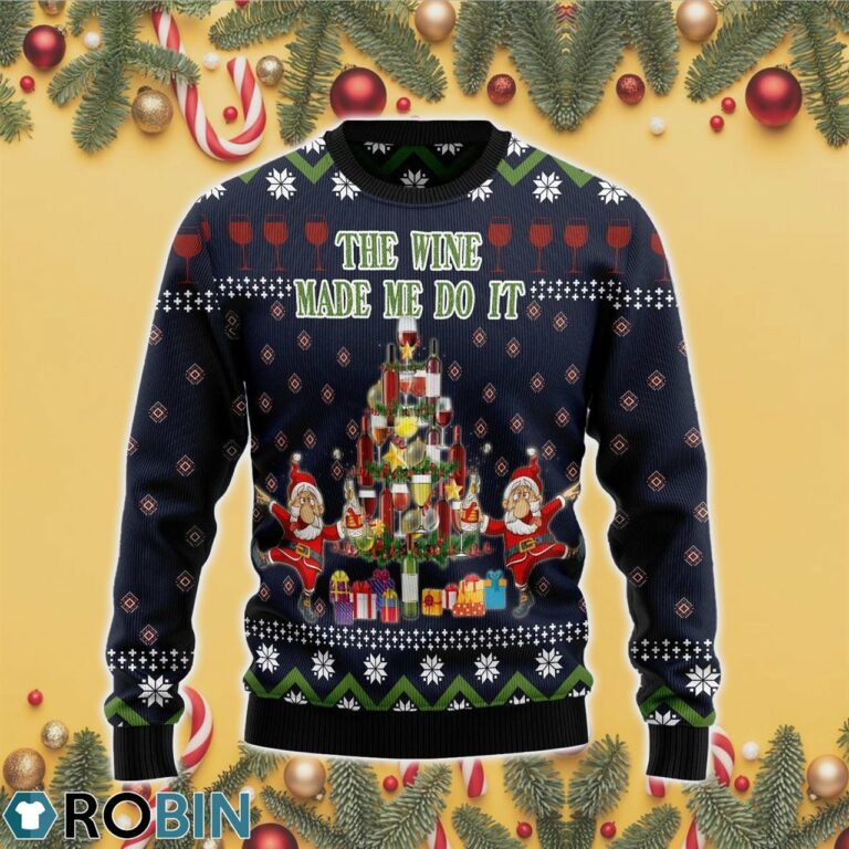 The Wine Make Me Do It 3D Print Ugly Christmas Sweater RB4427