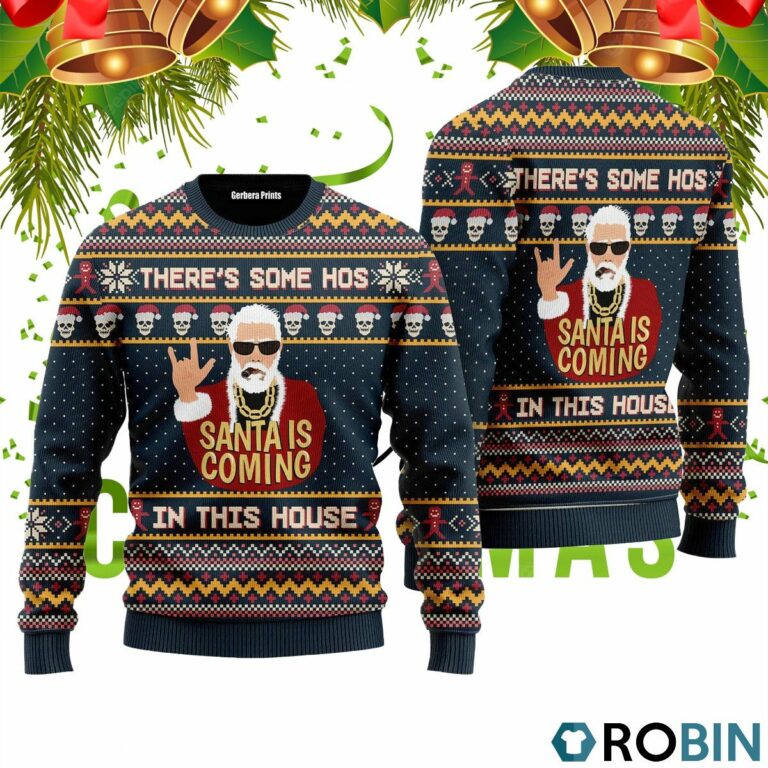There?s Some Hos In This House Swaggy Santa 3D Print Ugly Christmas Sweater RB4205
