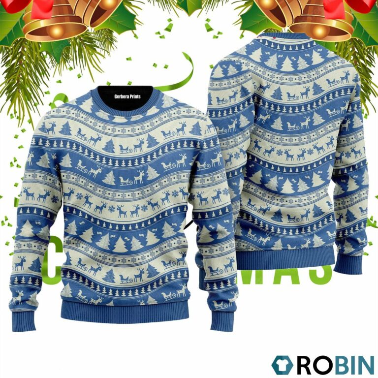 This Is Blue Holiday Pattern 3D Print Ugly Christmas Sweater RB2494