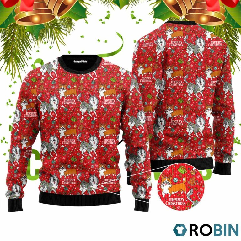 This Is My Husky Corgi Ugly Christmas Sweater RB4025