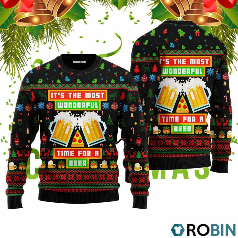 Time For A Beer Funny Christmas Ugly Christmas Sweater RB4902