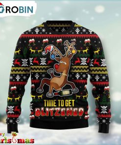 Time To Get Blitzened Ugly Christmas Sweater – Retro Christmas Sweater