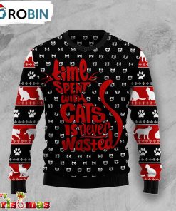 Time With Cat Christmas Ugly Christmas Sweater – Retro Christmas Sweater