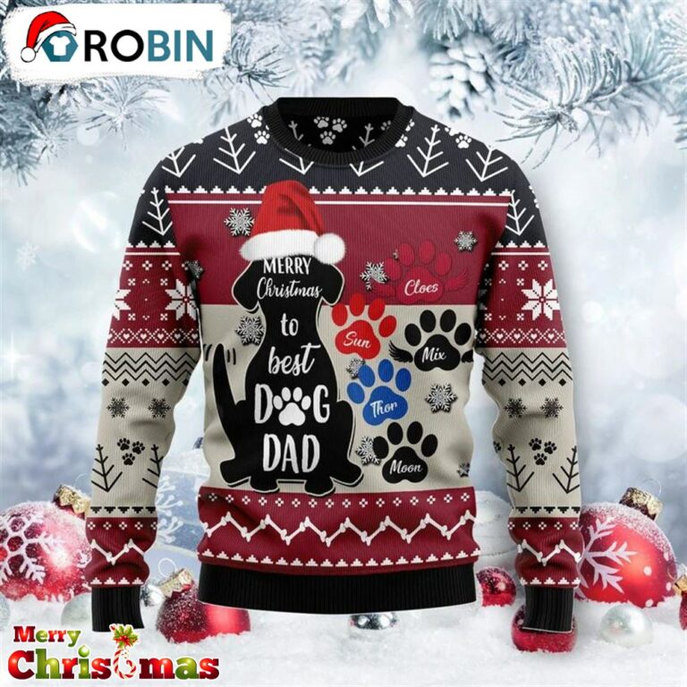 To Best Dog Dad Ugly Christmas Sweater – Retro Christmas Sweater