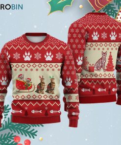 Toyger Cat Reindeer Ugly Christmas Sweatshirt – Sweater