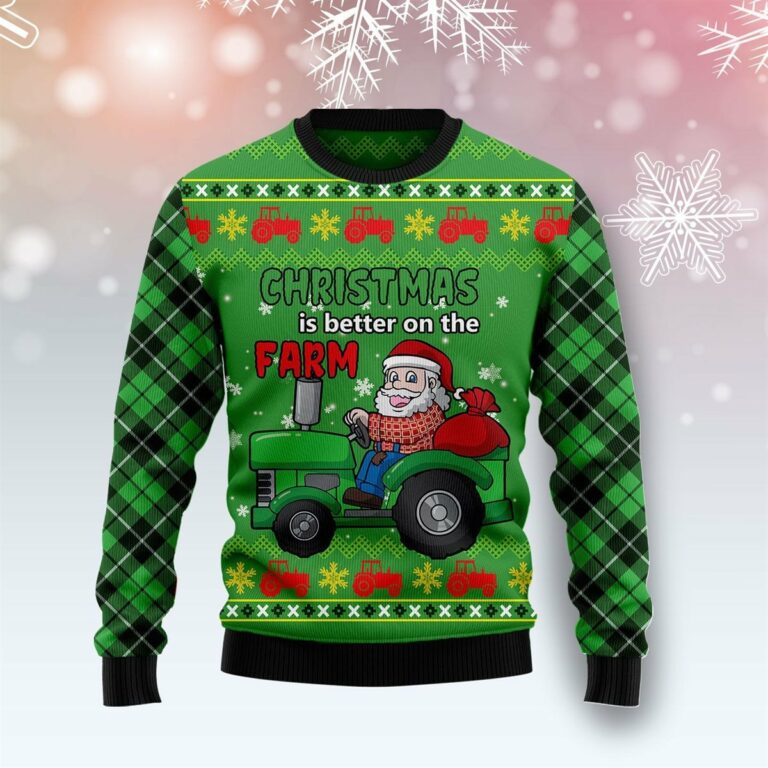 Tractor Santa All Over Printed Ugly Sweatshirt, Sweater