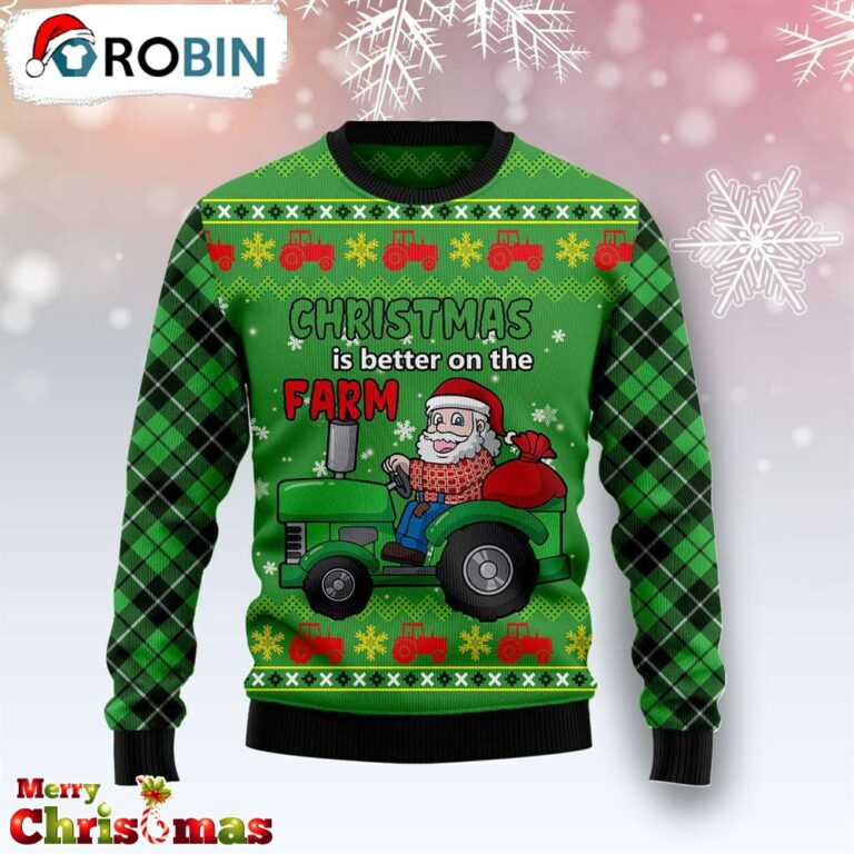 Tractor Santa Ugly Christmas Sweater – Retro Christmas Sweater RB4834