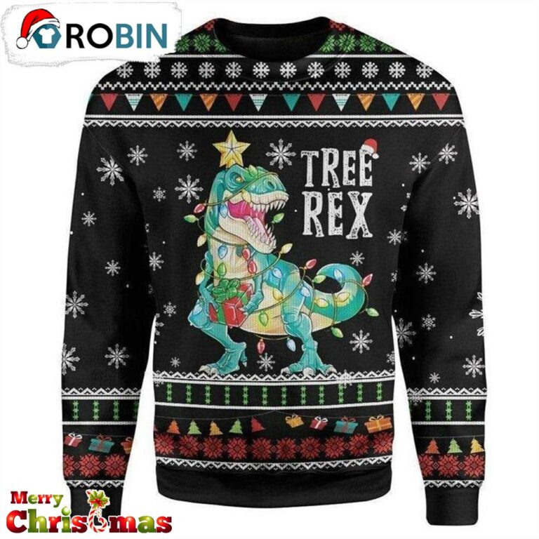 Tree Rex Ugly Christmas Sweater – Retro Christmas Sweater RB2822