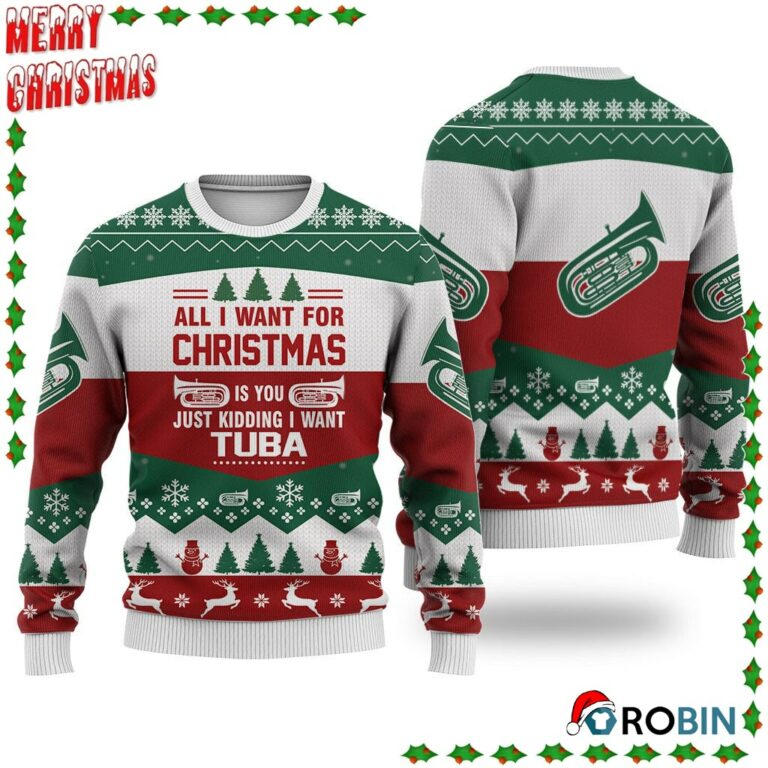 Tuba All I Want For Christmas Ugly Sweatshirt, Sweater