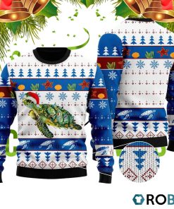 Turtle In Ocean 3D Print Ugly Christmas Sweater RB5383
