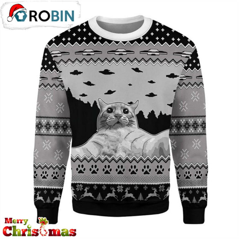 Ufo Cat Ugly Christmas Sweater – Retro Christmas Sweater RB3030