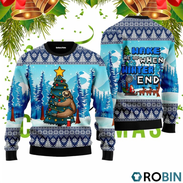 3D Print Ugly Sloth Wake Up When Winter Ends 3D Print Ugly Christmas Sweater RB4347