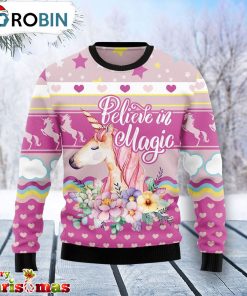 Unicorn Believe In Magic Ugly Christmas Sweater – Retro Christmas Sweater RB1925
