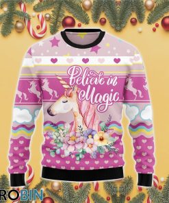 Unicorn Believe In Magic Ugly Christmas Sweater RB4400