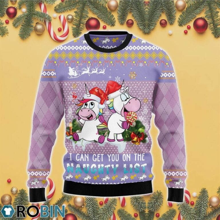 Unicorn Naughty List Ugly Christmas Sweater RB4445