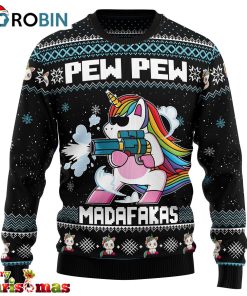 unicorn pew pew christmas crewneck sweater ugly christmas sweater xmas jumper holiday pullover rb9558 1 uyb7zh