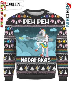 Unicorn Pew Pew Ugly Christmas Sweater For Unisex- Christmas Outfits Gift RB7873