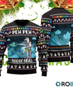 Unicorn Pew Pew Ugly Christmas Sweater RB4504