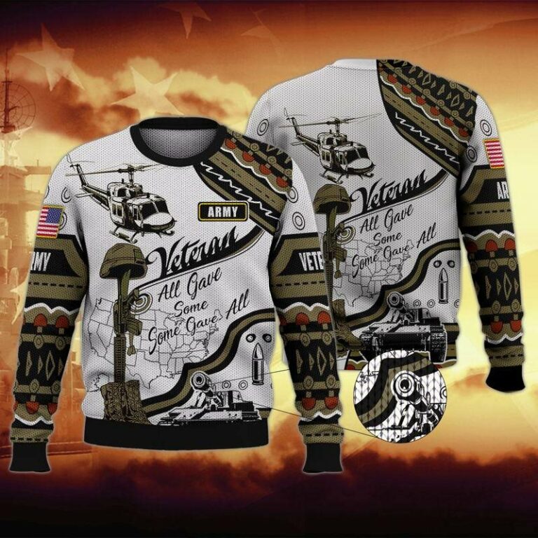 US Army Veteran All Over Printed Ugly Sweatshirt, Sweater