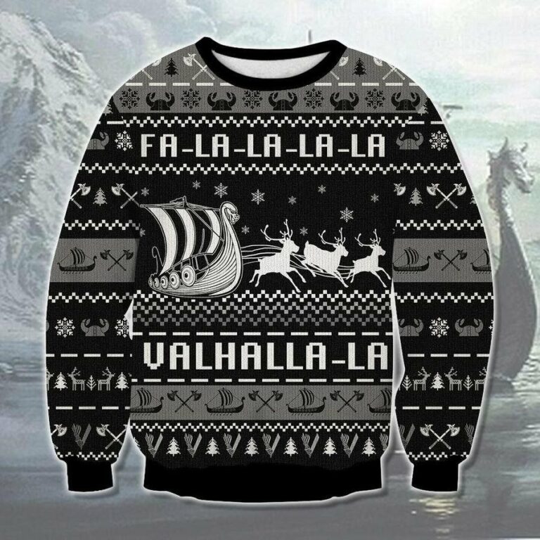 Valhalla Boat 3D Print Ugly Christmas Sweater RB4909