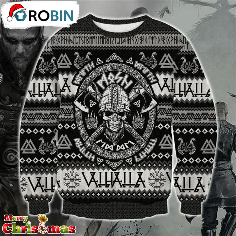 Valhalla Viking Ugly Christmas Sweater – Christmas Outfits Gift RB7604