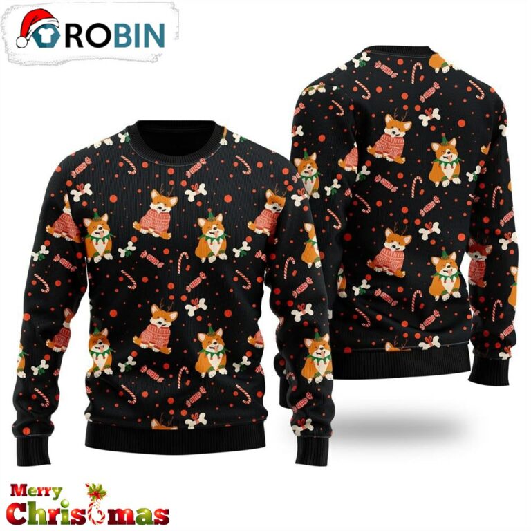 Very Cute Xmas Corgi Dog Pattern Ugly Christmas Sweater – Lover Xmas Sweater Gift RB9825