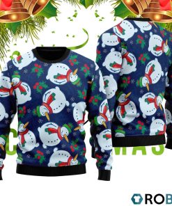 Very 3D Print Ugly Snowman On Blue Pattern 3D Print Ugly Christmas Sweater RB2445