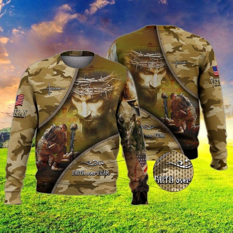 Veteran All Over Printed Ugly Sweatshirt, Sweater