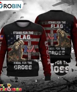 Veteran Stand For The Flag Ugly Christmas Sweater – Retro Christmas Sweater RB4034