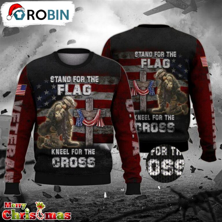Veteran Stand For The Flag Ugly Christmas Sweater – Retro Christmas Sweater RB4034