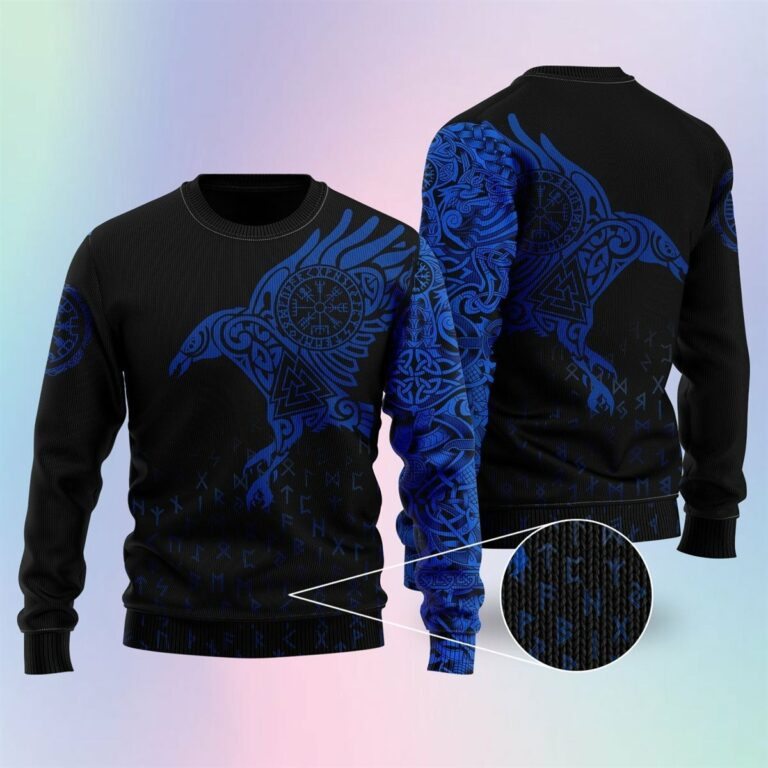 Vikings – The Raven of Odin All Over Printed Ugly Sweatshirt, Sweater
