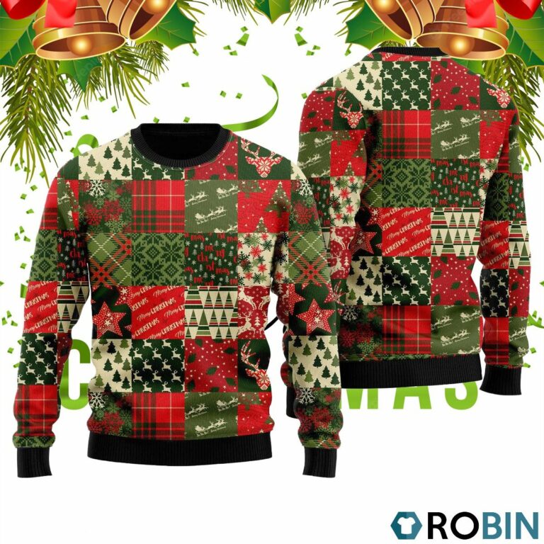 Vintage Christmas Patchwork Ugly Christmas Sweater RB2022