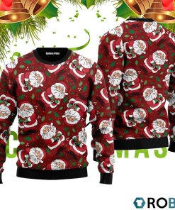 Vintage Santa Claus Ditsy Holly Pattern Ugly Christmas Sweater RB2489