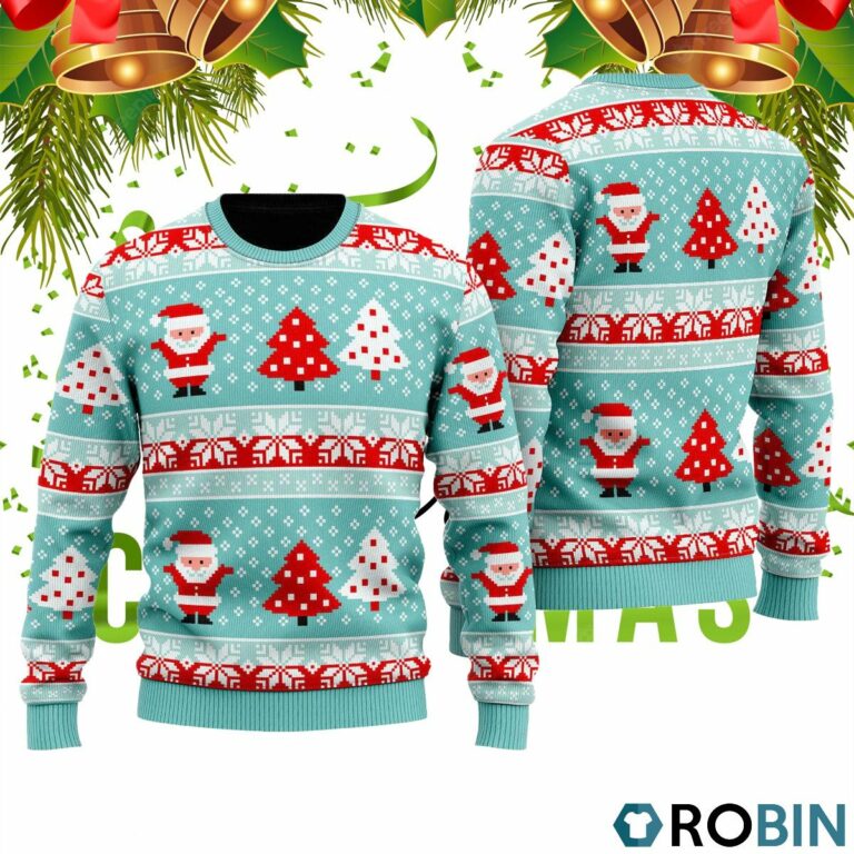 Vintage Santa Light Up Pattern 3D Print Ugly Christmas Sweater RB2084