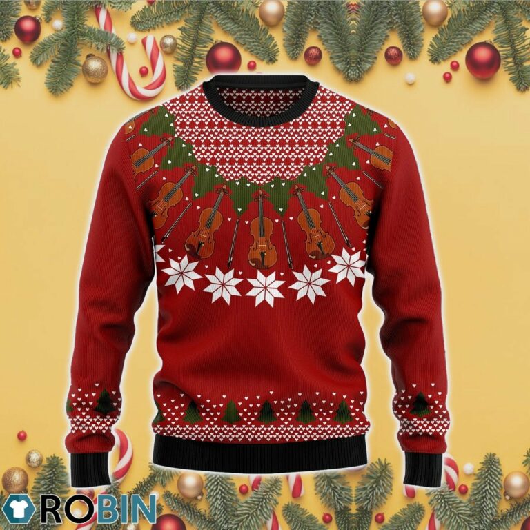 Violin 3D Print Ugly Christmas Sweater RB3944