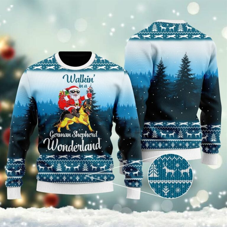 Walkin In A German Shepherd Wonderland All Over Printed Ugly Sweatshirt, Sweater