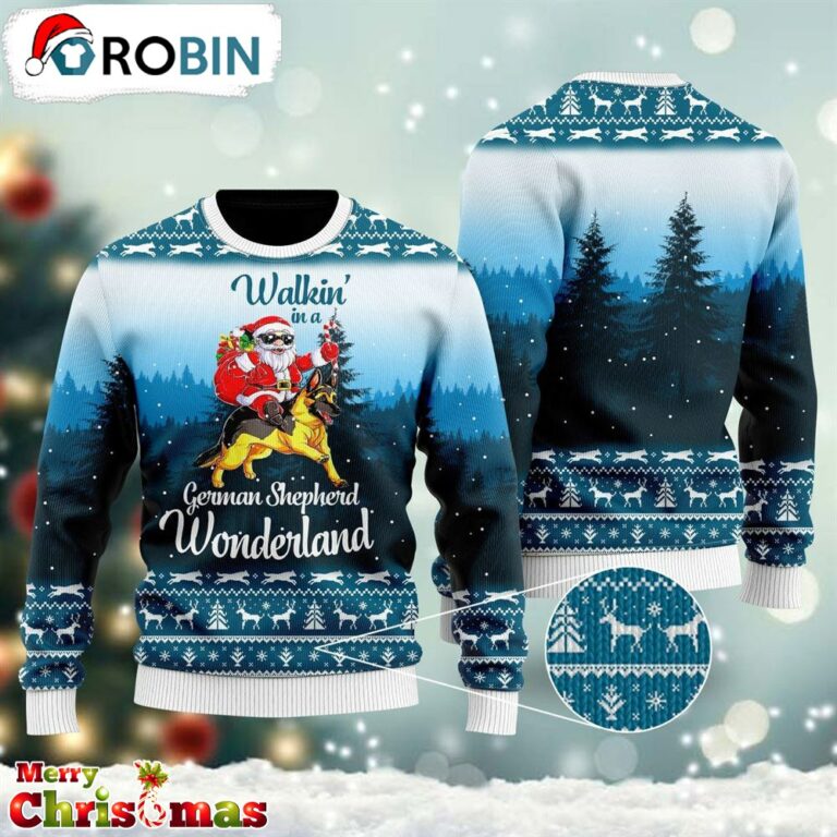 Walking In A German Shepherd Wonderland Ugly Christmas Sweater – Best Gift For Christmas RB2690